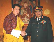 His Majesty King Khesar with the Director General Military Operations of the India