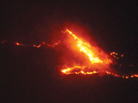 The fire below Drametse, Mongar